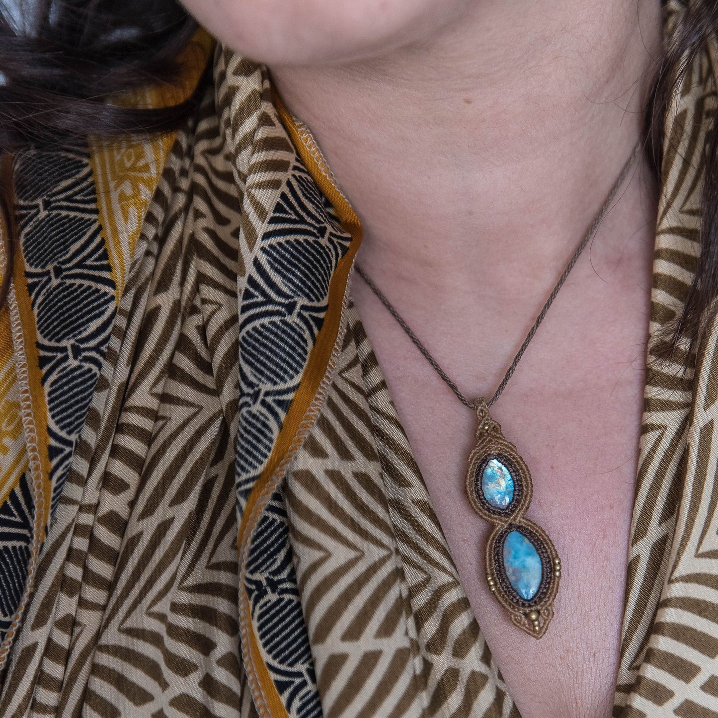 Colgante con Larimar y Piedra Lunar