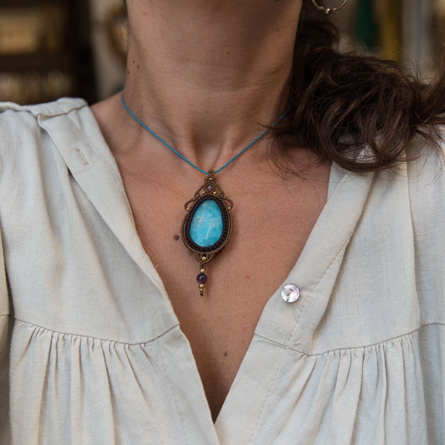 Collar con Smithsonita y Amatistas