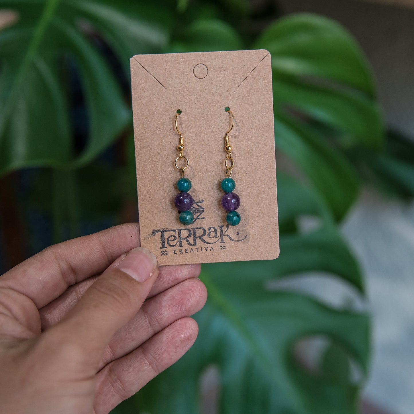 Pendientes con Amatista y Amazonitas