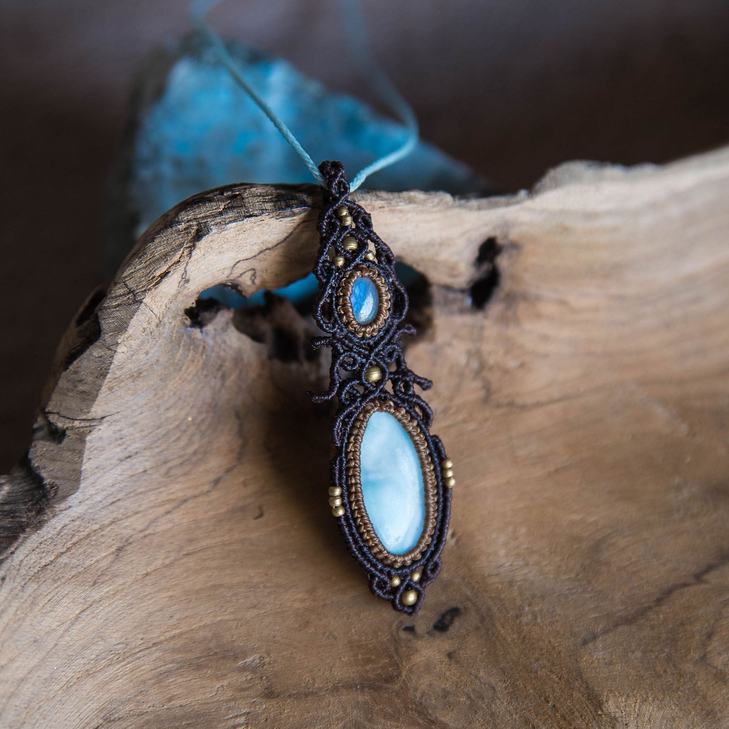 Colgante con Larimar y Piedra Lunar