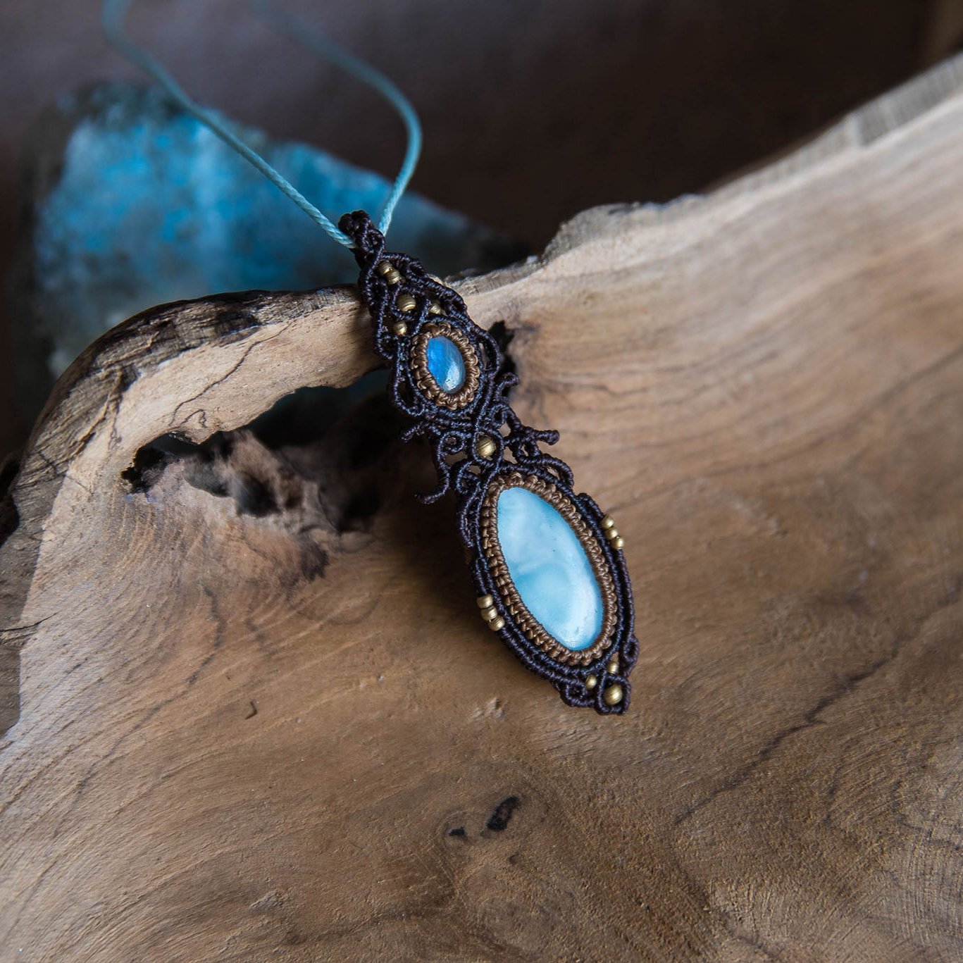 Colgante con Larimar y Piedra Lunar