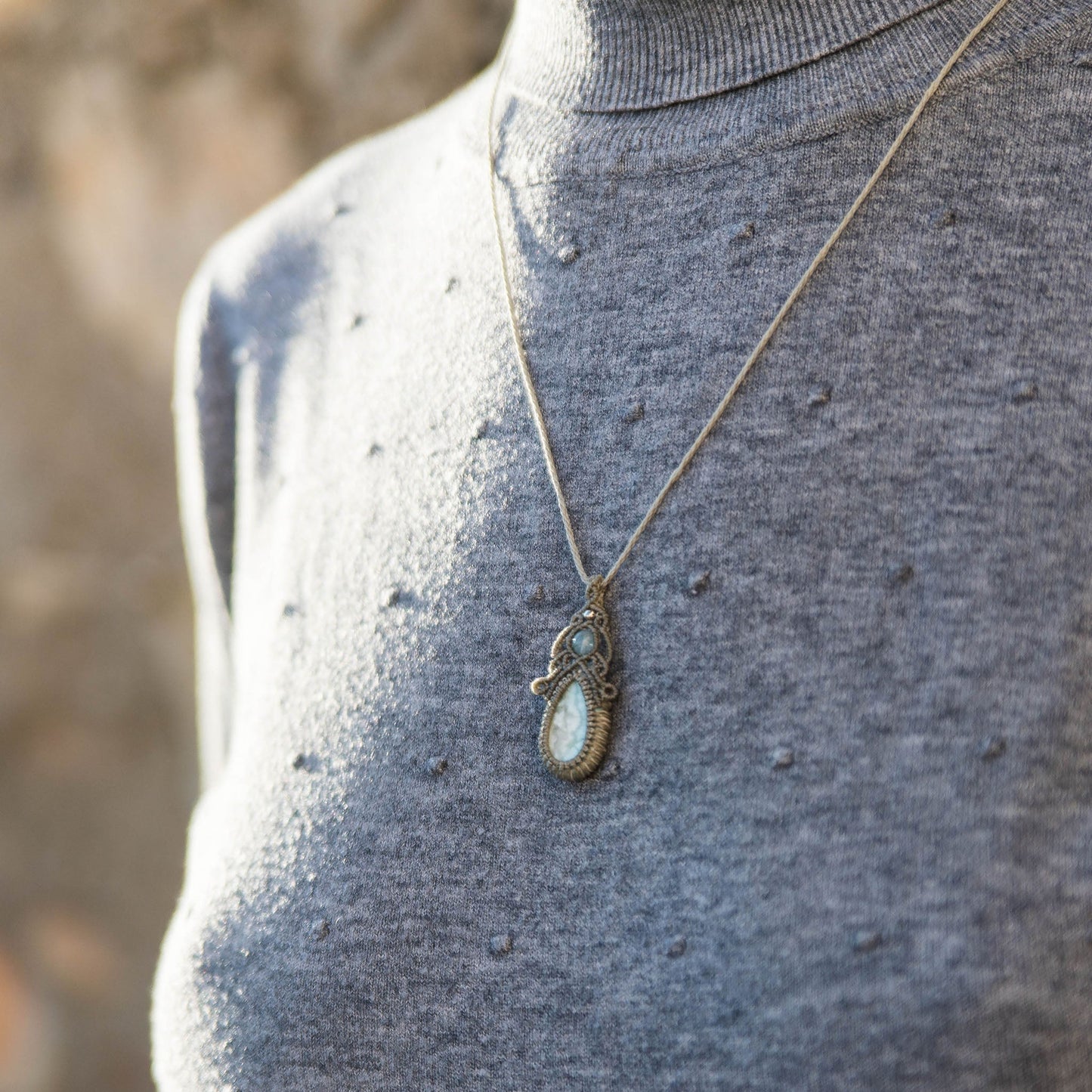 Collar Ruh con Larimar y Aguamarina