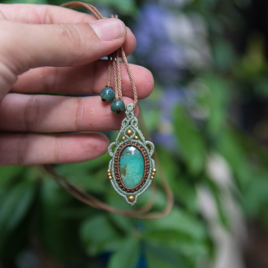 Collar con Crisoprasa y Jaspe Océano