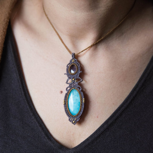Collar con ametrino y Smithsonita