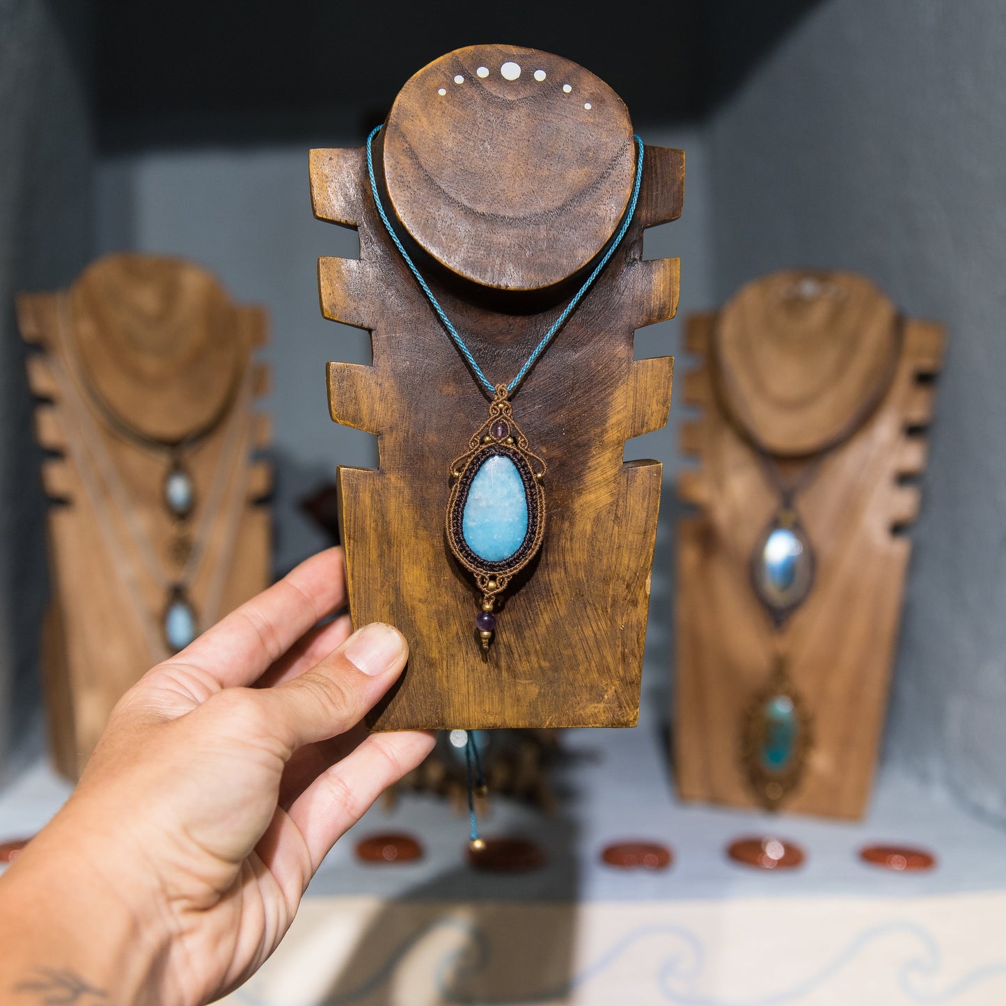 Collar con Smithsonita y Amatistas