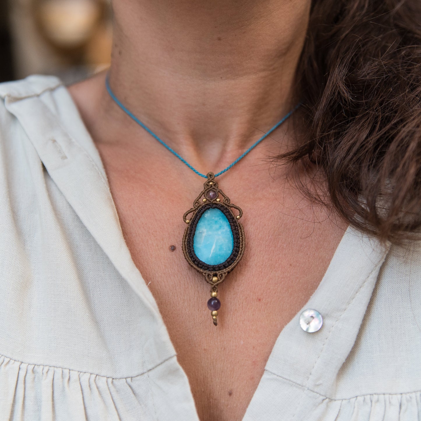 Collar con Smithsonita y Amatistas