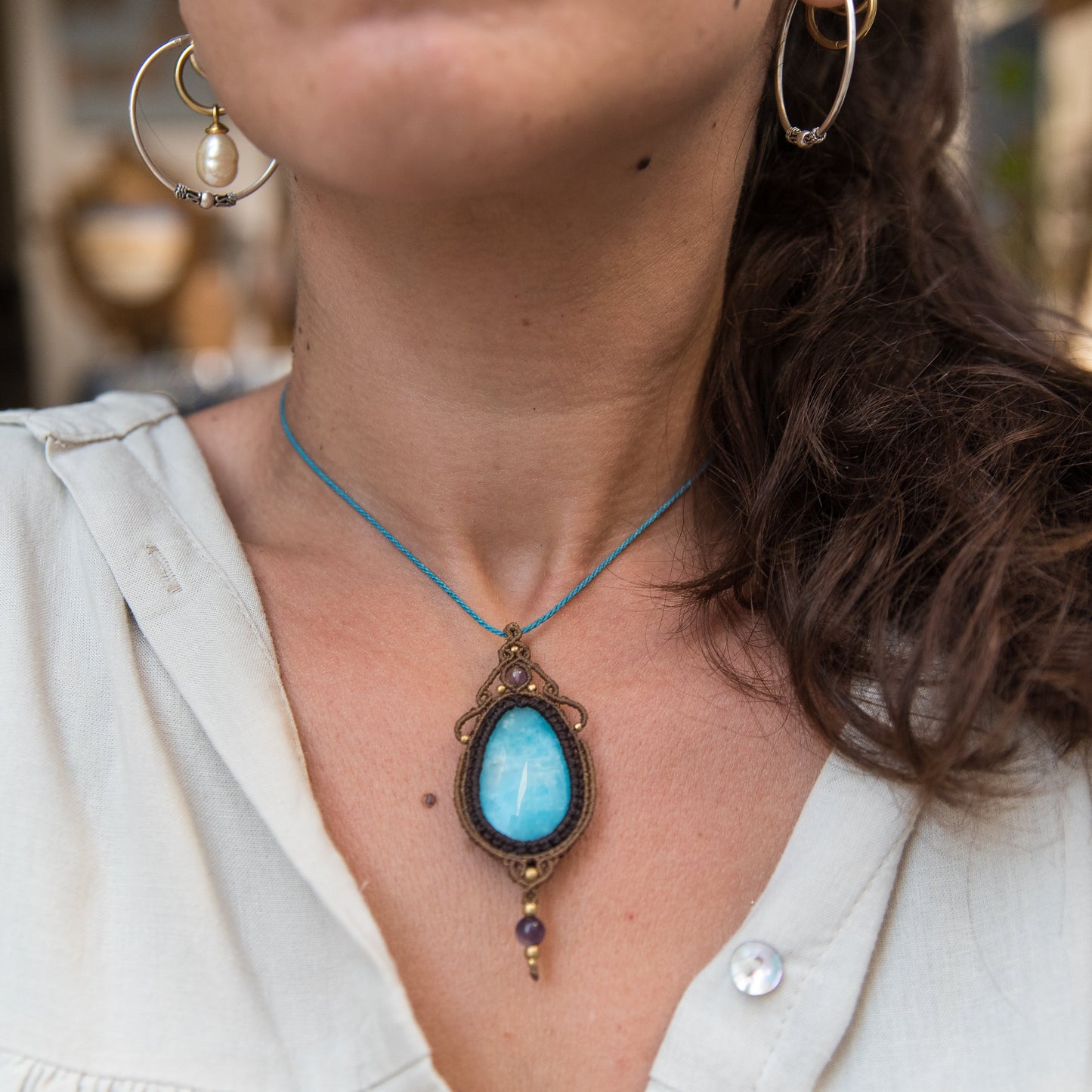 Collar con Smithsonita y Amatistas