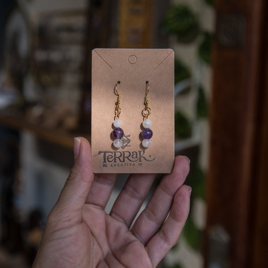 Pendientes con Amatista y Piedras Lunares