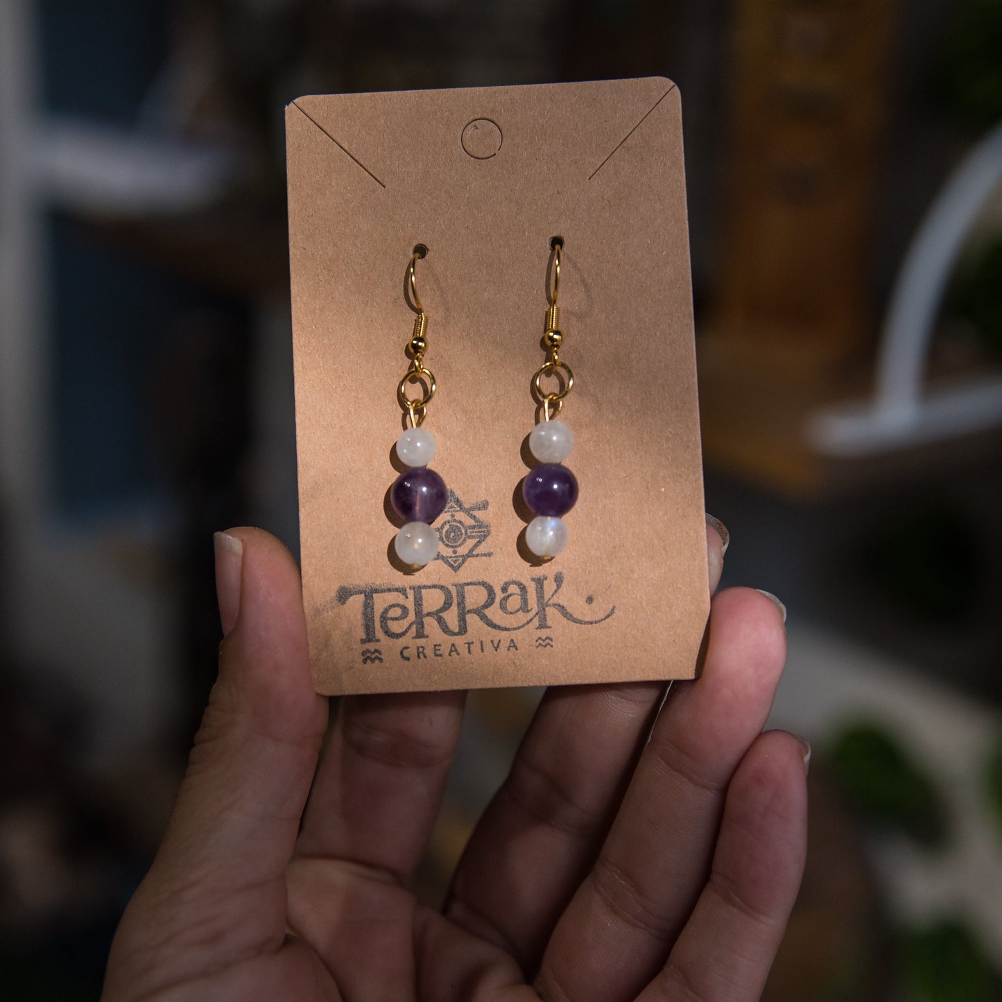 Pendientes con Amatista y Piedras Lunares