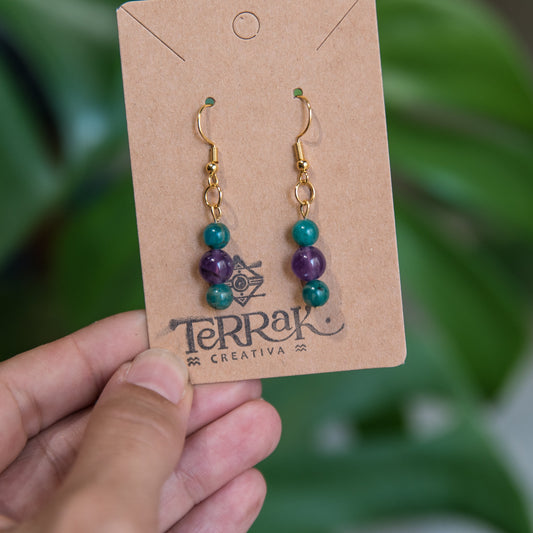 Pendientes con Amatista y Amazonitas