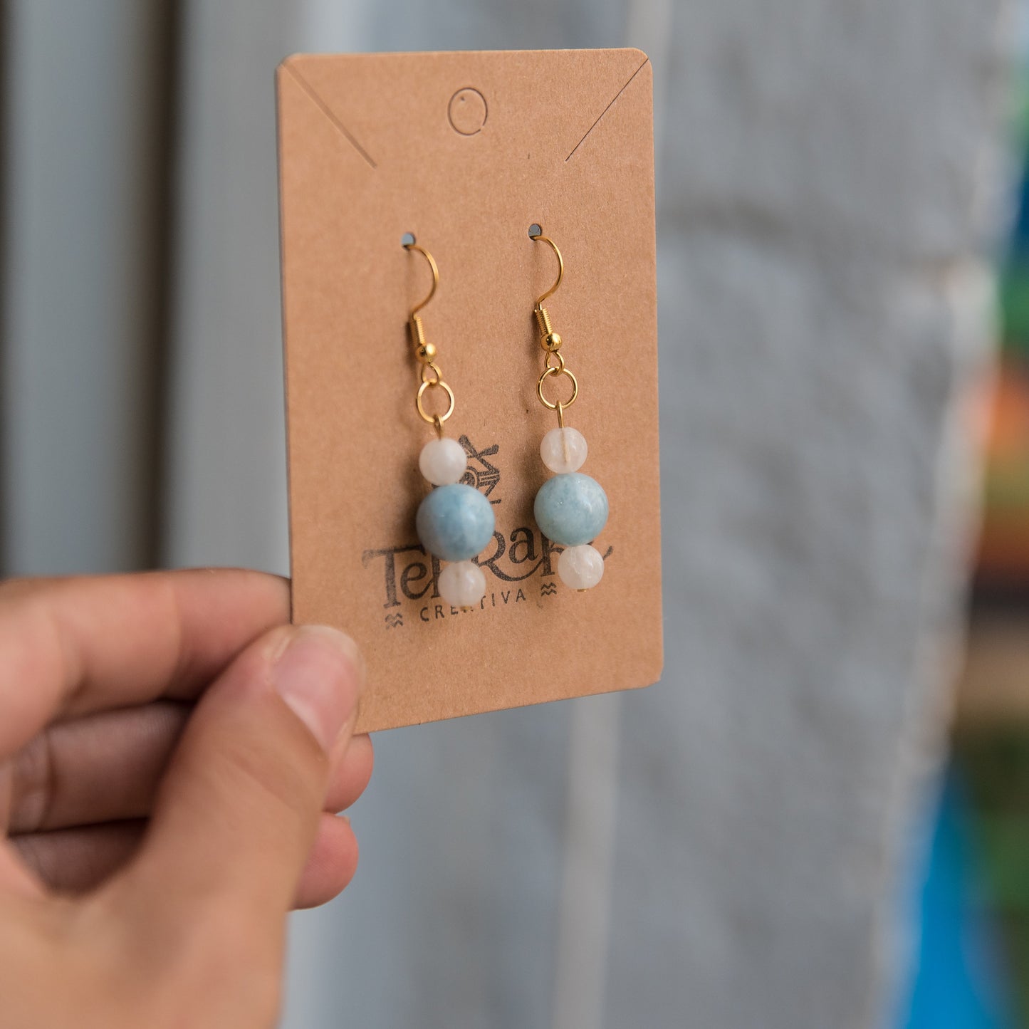 Pendientes con Aguamarina y Piedras Lunares