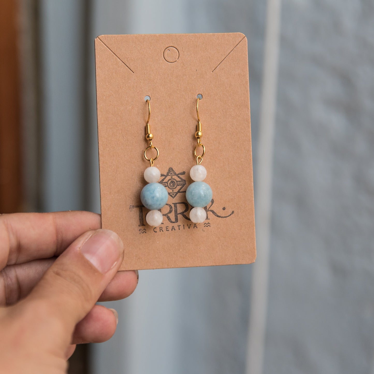 Pendientes con Aguamarina y Piedras Lunares