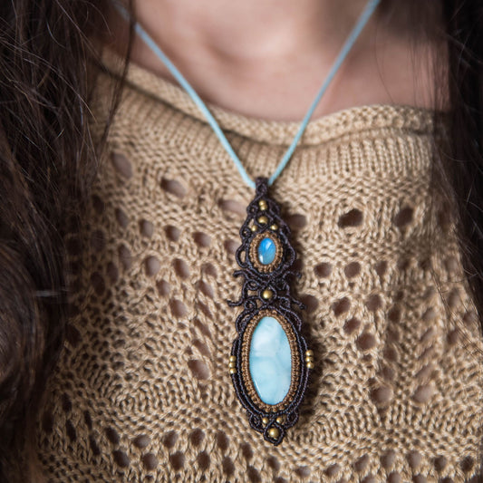 Colgante con Larimar y Piedra Lunar