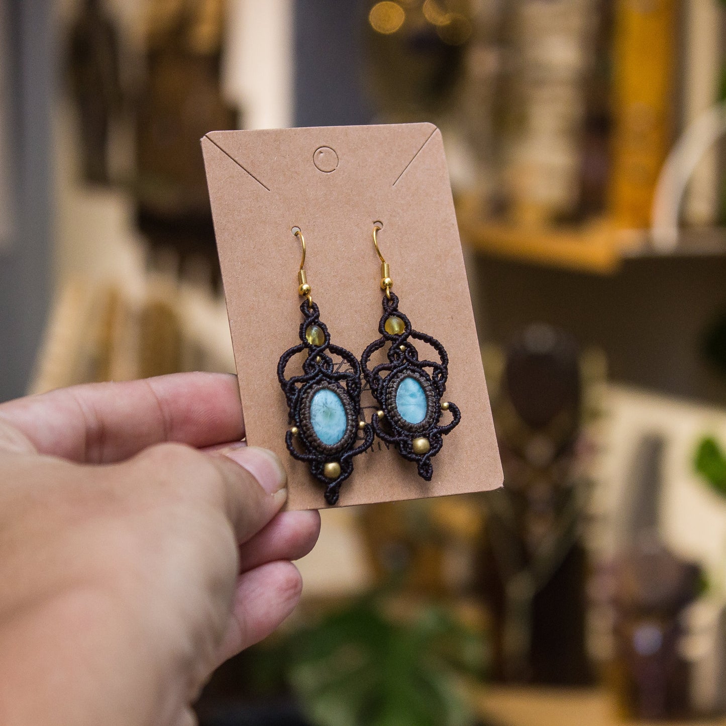 Pendientes con Larimar y Ámbar
