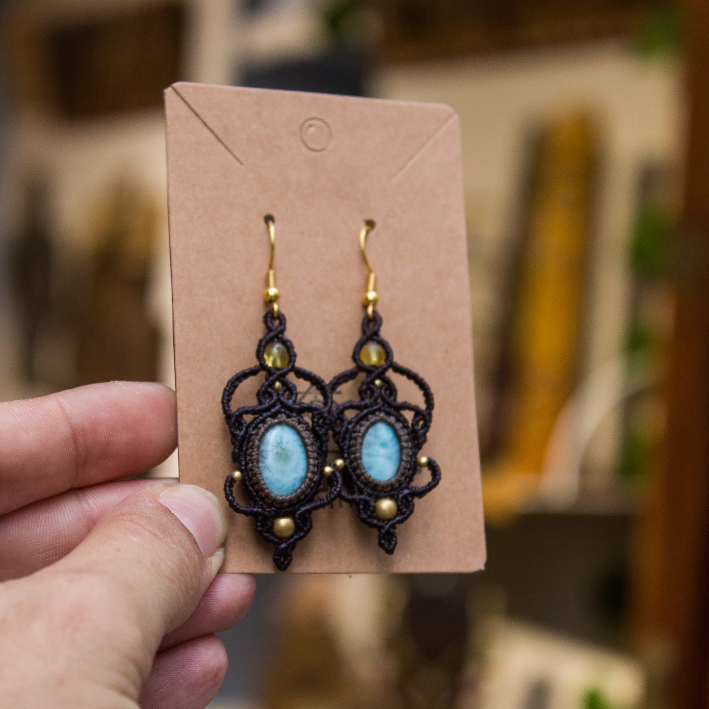 Pendientes con Larimar y Ámbar