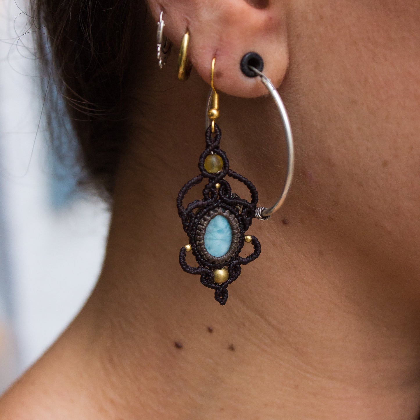 Pendientes con Larimar y Ámbar