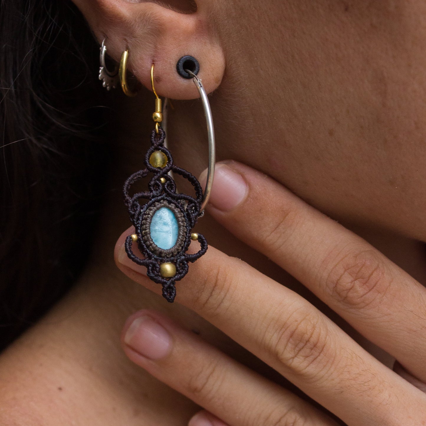 Pendientes con Larimar y Ámbar