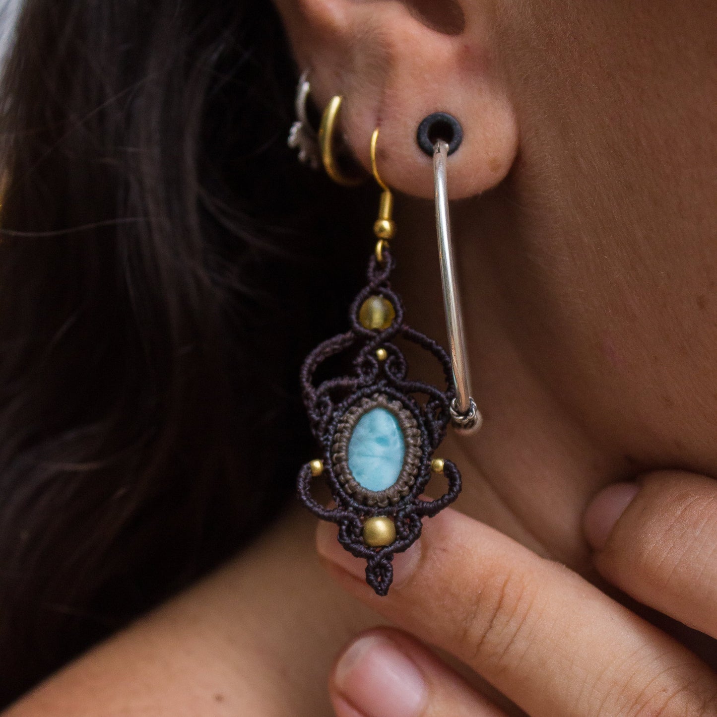 Pendientes con Larimar y Ámbar