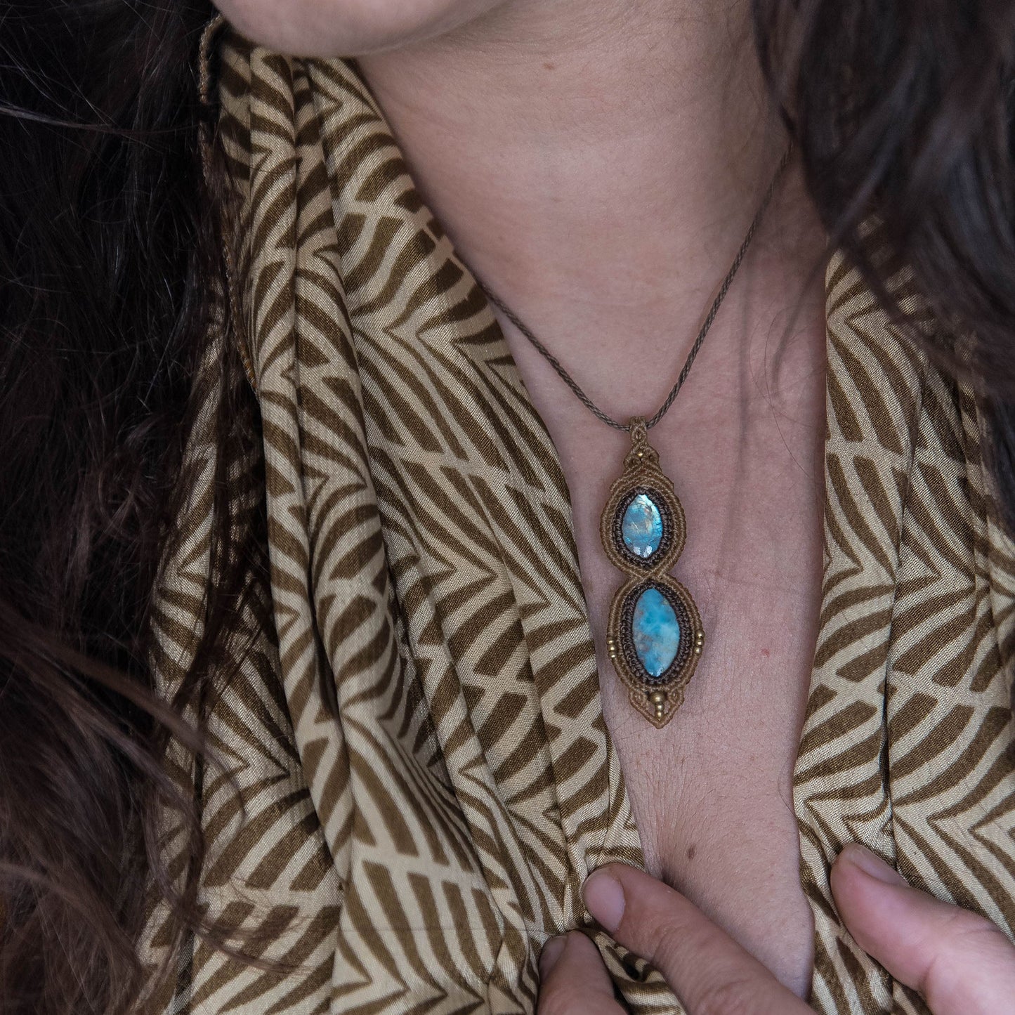 Colgante con Larimar y Piedra Lunar