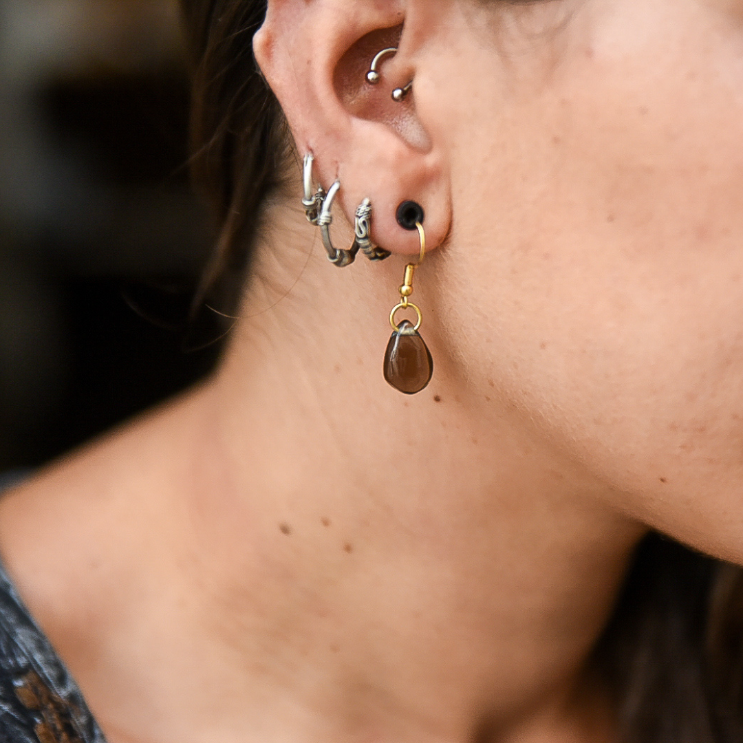 Pendientes con Cuarzo Ahumado