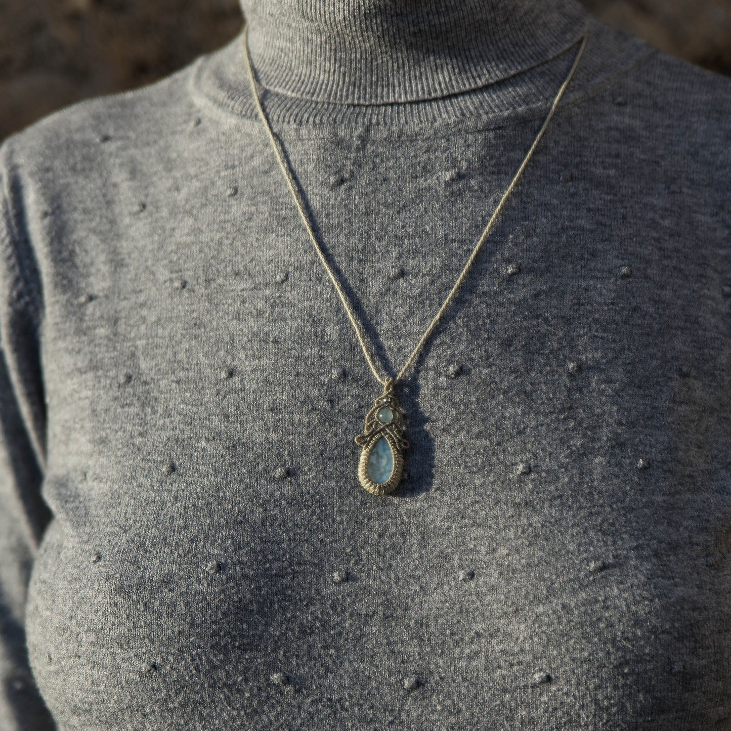 Collar Ruh con Larimar y Aguamarina
