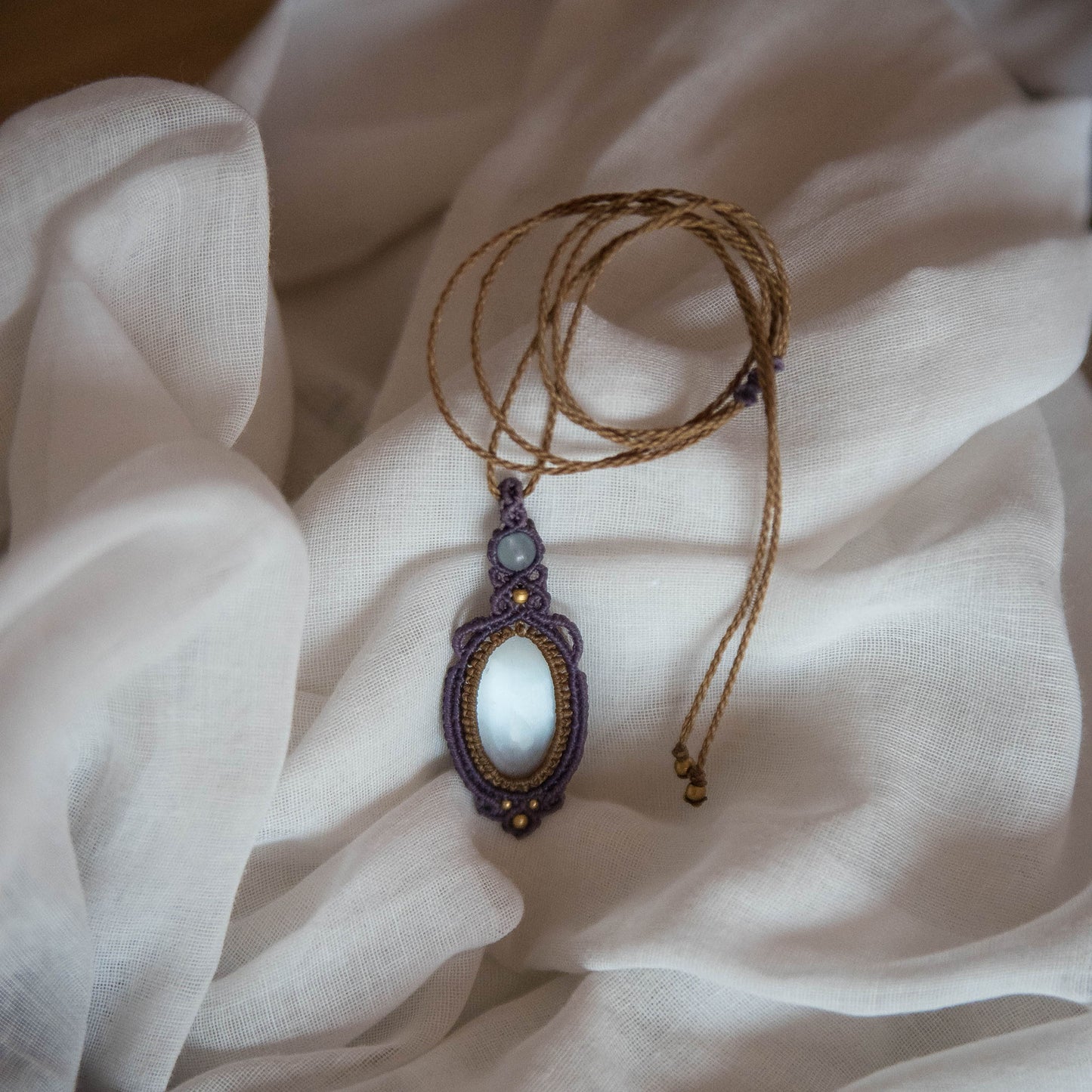 Collar Con Selenita y Aguamarina