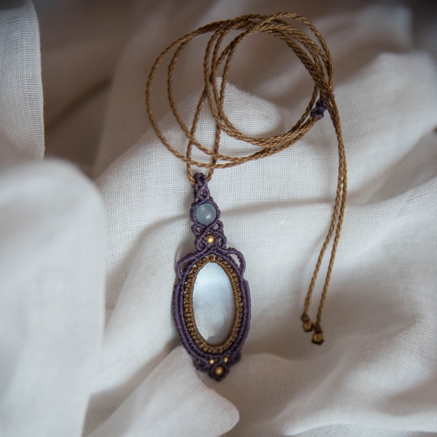 Collar Con Selenita y Aguamarina